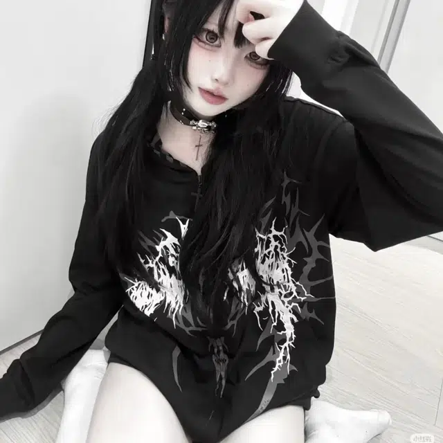 笔杏 美式复古街头潮流嘻哈哥特风宽松舒适拼接印花翅膀连帽开衫小众个性对称设计日常通勤亲肤情侣卫衣 男女同款