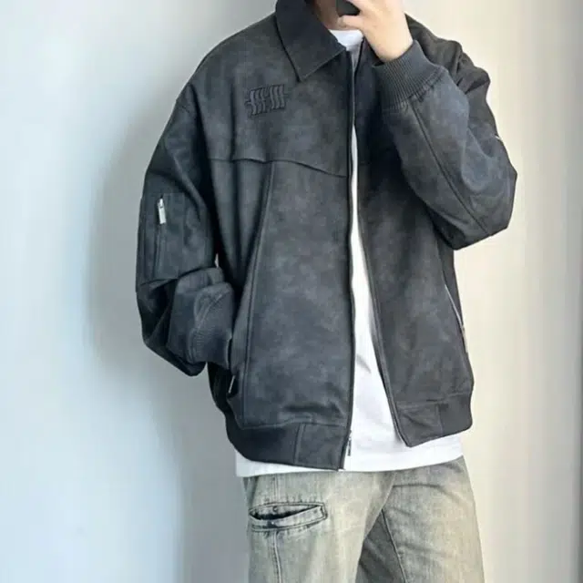 笔杏 翻领高级感潮牌情侣宽松百搭机车美式复古痞帅炸街夹克 男女同款