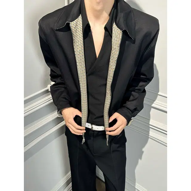 蛊惑 老钱风千鸟格双面穿外套秋季高级感短款哈灵顿夹克 男女同款