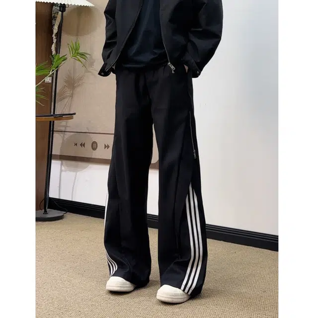 蛊惑 解构三条杠裤子美式垂感街舞运动宽松直筒休闲裤 男女同款