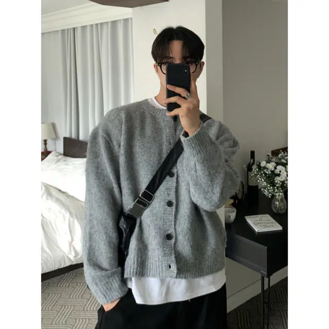 蛊惑 美式潮牌休闲复古慵懒风开衫男秋季宽松情侣百搭韩系氛围感外套针织衫 男女同款