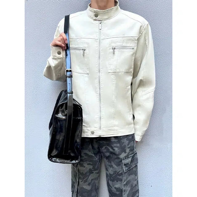 蛊惑 美式复古工装外套潮牌高街痞帅水洗帆布哈灵顿夹克 男女同款