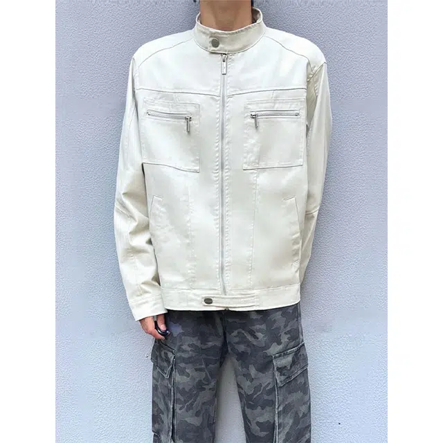 蛊惑 美式复古工装外套潮牌高街痞帅水洗帆布哈灵顿夹克 男女同款