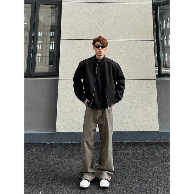 蛊惑 美式高街垫肩外套休闲百搭痞帅高级感硬派穿搭立领夹克 男女同款