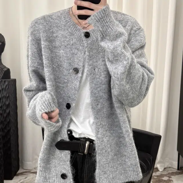 蛊惑 美式潮牌宽松复古慵懒风开衫休闲高级感百搭韩系氛围感针织衫 男女同款