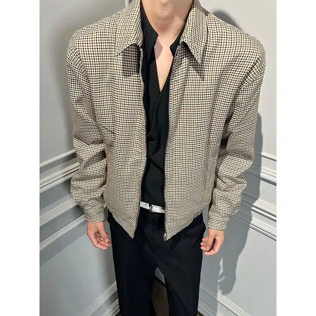 蛊惑 老钱风千鸟格双面穿外套秋季高级感短款哈灵顿夹克 男女同款