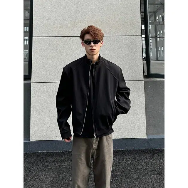 蛊惑 美式高街垫肩外套休闲百搭痞帅高级感硬派穿搭立领夹克 男女同款
