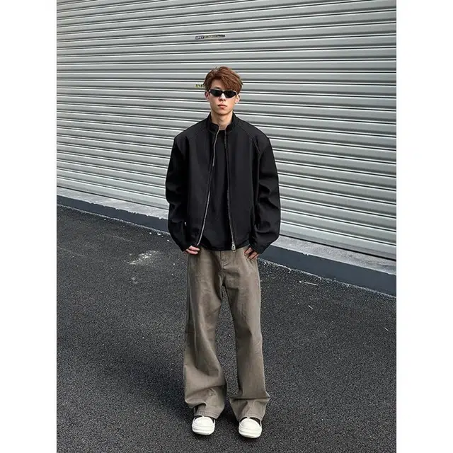 蛊惑 美式高街垫肩外套休闲百搭痞帅高级感硬派穿搭立领夹克 男女同款