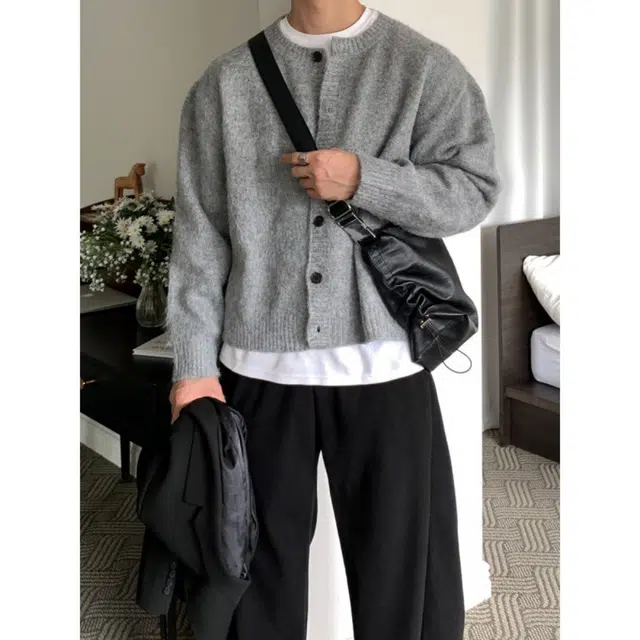 蛊惑 美式潮牌休闲复古慵懒风开衫男秋季宽松情侣百搭韩系氛围感外套针织衫 男女同款