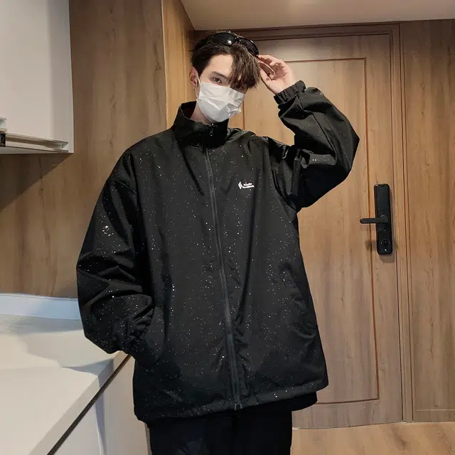 悍戈 美式满天星双面穿立领长袖 简约舒适透气百搭适合日常通勤夹克外套 男女同款