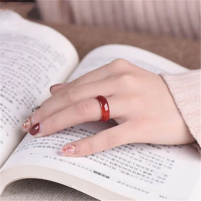 九隆古 轻奢高级感气质磨砂璀璨星河精致素圈优雅闪耀梦幻简约小众百搭#好运 人工托帕石 戒指 男女同款情侣款