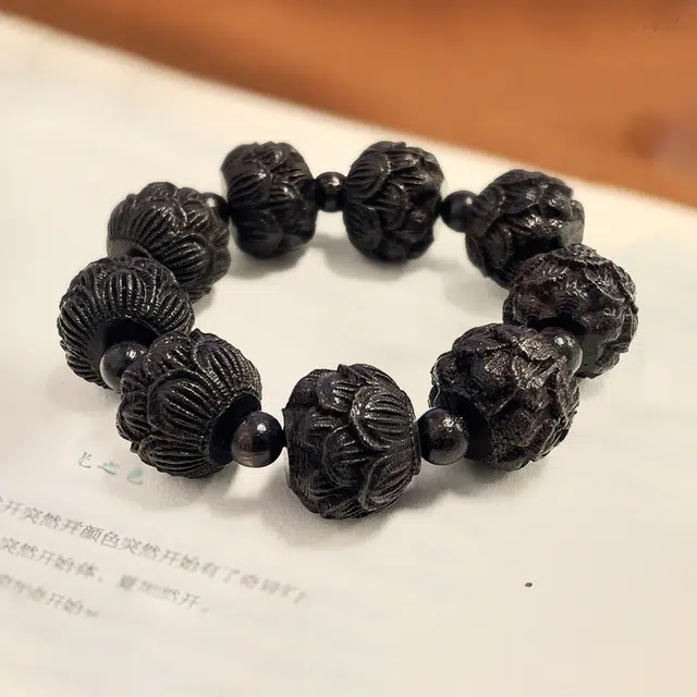 九隆古 雕刻莲花 好运莲莲 考试考研上岸 国潮招财转运文玩盘玩佛珠 檀木 手串 男女同款情侣款