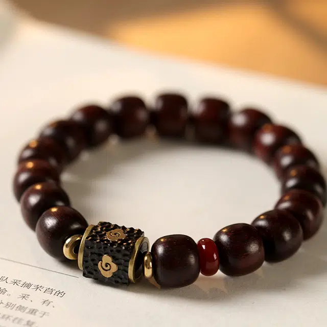 九隆古 云锤纹转运珠 本命年考试考研上岸 闺蜜单圈文玩佛珠念珠 新中式国潮小众高级感串珠  紫檀 手串 男女同款情侣款 紫檀