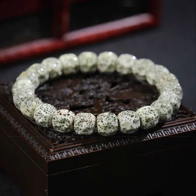 九隆古 精品无相奶酪 手工雕刻 简约复古时尚 新中式国潮盘玩文玩佛珠念珠 招财纳福平安顺遂#好运 星月菩提 手串 男女同款情侣款