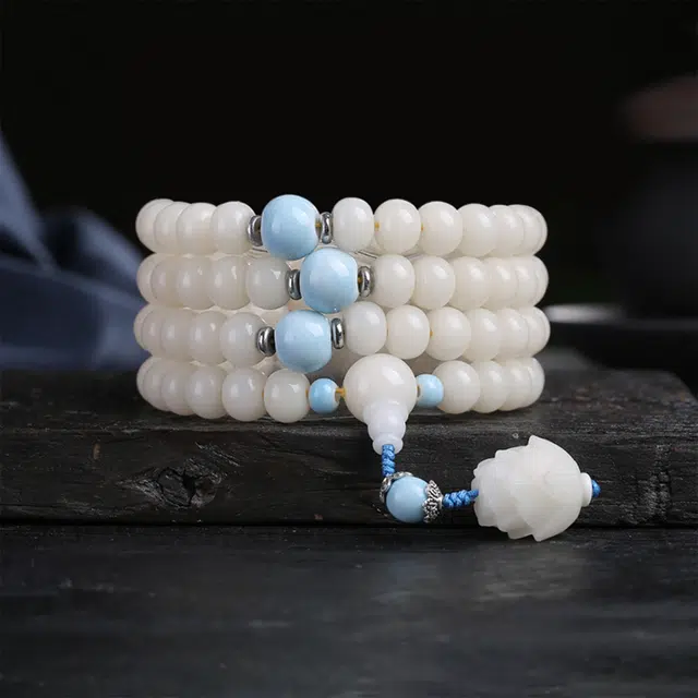 九隆古 考试考研上岸 好运莲花 古风简约叠戴文玩念珠转运珠 新中式国潮复古小众手捻串珠 招财纳福 菩提根 手串 男女同款情侣款