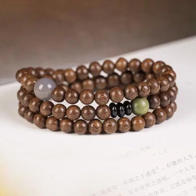九隆古 新中式国潮转运时来运转 考试考研上岸 双圈叠戴 生日纪念日送礼好礼盒装#好运 金丝檀木 手串 男女同款情侣款