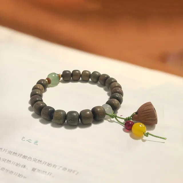 九隆古 好运莲莲 转运纳福诸事顺遂森系田园风文玩盘玩佛珠 考试考研上岸 生日纪念礼送礼礼盒装#好运 檀木 手串 男女同款情侣款