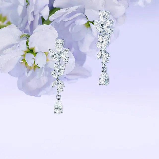 九隆古 紫藤花微笑花朵 小众设计感轻奢气质百搭 甜美森系小清新 合金 耳环 女款