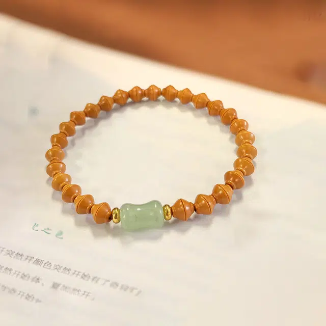 九隆古 竹节 节节高升单圈盘玩 复古串珠本命年转运佛珠  生日纪念日礼盒装#好运 橄榄核 手串 男女同款情侣款