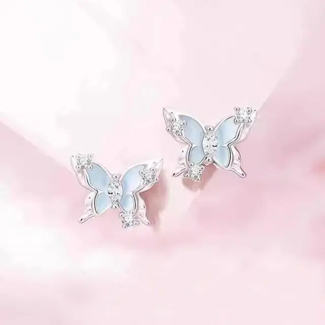 九隆古 星河梦幻蝴蝶夜光 对戒甜蜜浪漫 森系甜美轻奢小众开口可调节 合金  耳钉 女款