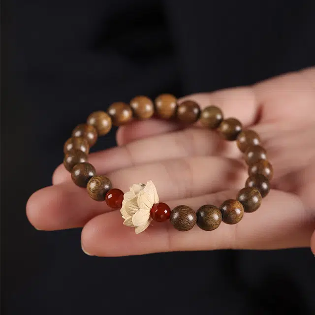 九隆古 栖霞寺清莲念珠 考试考研上岸 学业有成 好运莲花转运珠 新中式国潮 招财纳福 檀木 手串 男女同款情侣款 绿檀