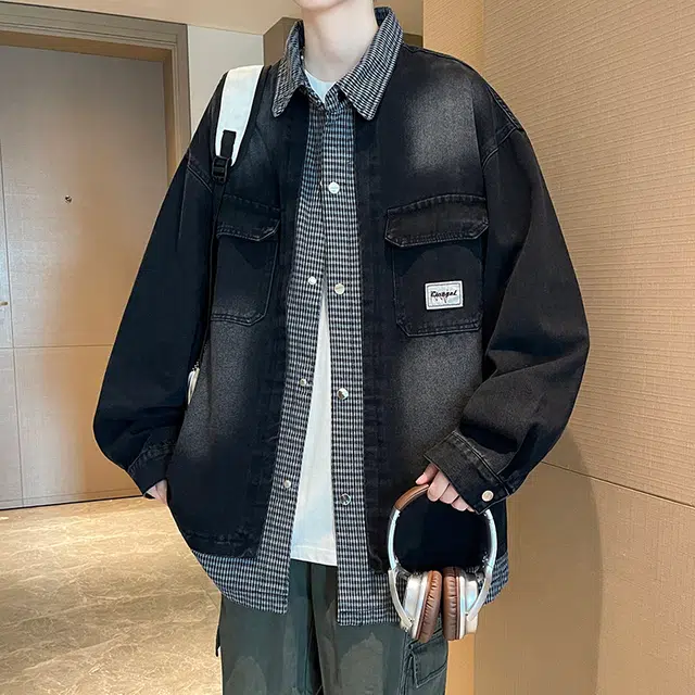 ZHIO Vintage Washed Shirt Collar Jacket