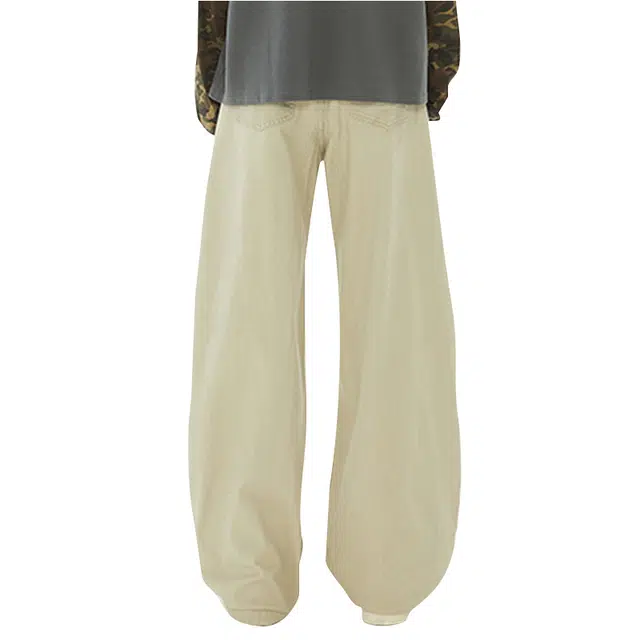 寻星记 美式复古高街潮牌百搭弯刀阔腿裤牛仔裤 男女同款