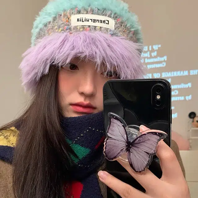 【素颜出行多巴胺】 无限兔 针织 保暖加厚 拼接条纹护耳 韩系百搭可爱 涤纶 绒线帽 男女同款情侣款