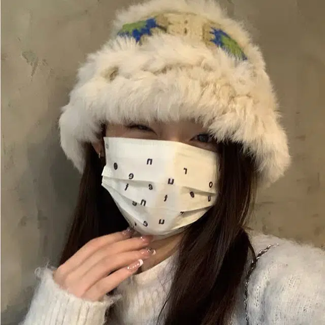 【手工兔毛醒狮】 无限兔 可爱保暖毛绒针织显脸小百搭护耳毛茸茸水桶帽#好运 兔绒+腈纶 绒线帽毛线帽 男女同款情侣款
