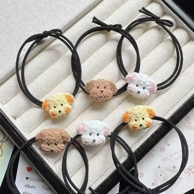 【可爱小狗狗】 无限兔 简约卡通动物  发饰高马尾扎发皮筋甜美 树脂 头绳 女款