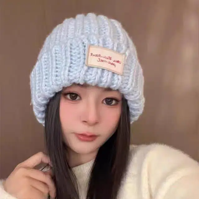 无限兔 大头围百搭针织帽子加厚保暖加绒护耳韩系双层加厚帽檐 腈纶 绒线帽 男女同款情侣款