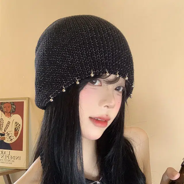 【复古钉珠】 无限兔 亮丝针织保暖包头帽显脸小加厚护耳防寒 腈纶 绒线帽 男女同款情侣款