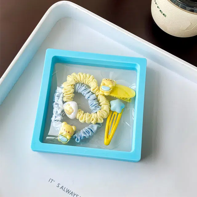 【可爱奶黄小熊发饰】 无限兔 高颜值卡通碎发侧边夹套装甜美萌趣发夹精致优雅百搭 亚克力 发圈/头绳 女款