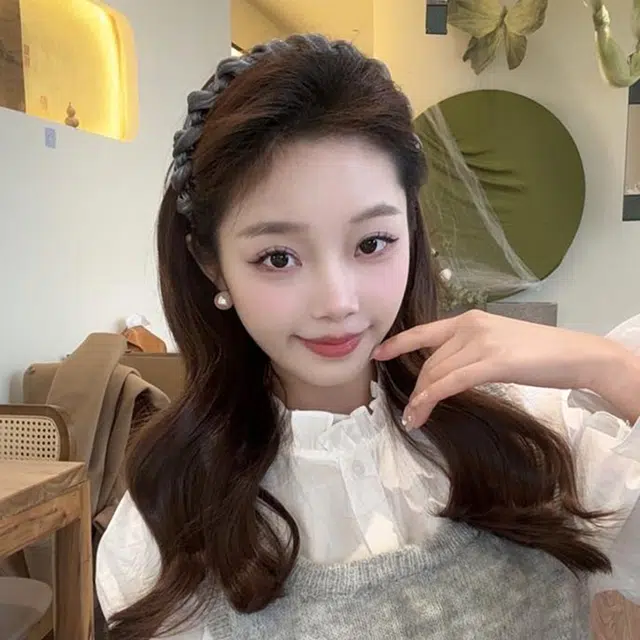 【小香风珠光亮钻网纱】 无限兔 高级感外出百搭压发防滑带齿舒适方便刘海高颅顶气质 亚克力 发箍 女款