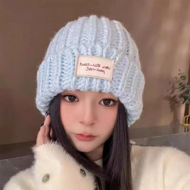 无限兔 大头围百搭针织帽子加厚保暖加绒护耳韩系双层加厚帽檐 腈纶 绒线帽 男女同款情侣款