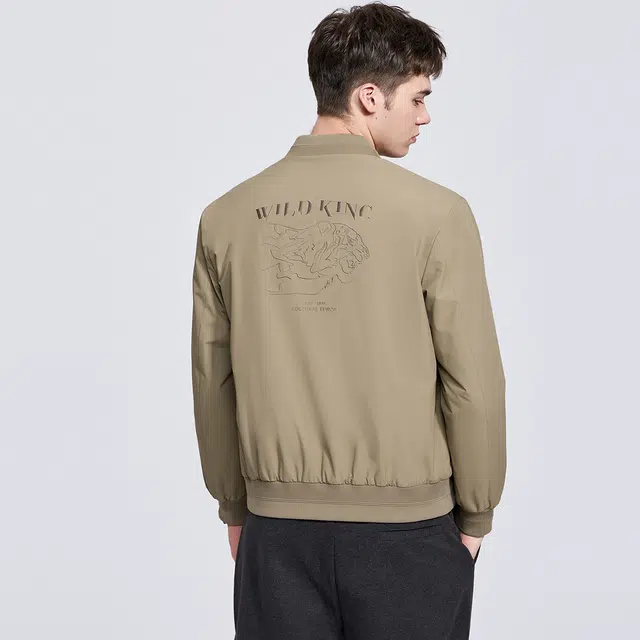 与狼共舞 潮流高街风虎头刺绣艺术设计时尚休闲防风百搭通勤保暖加绒挺括有型棒球领夹克外套 男款