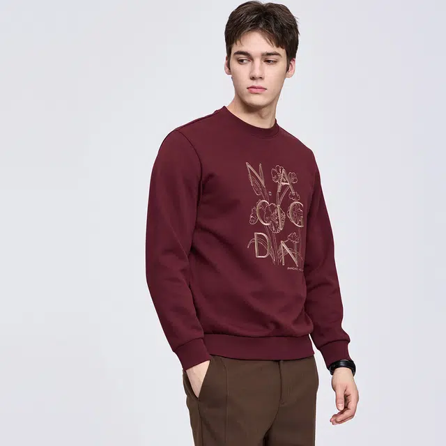 与狼共舞 时尚高街风潮流刺绣抗静电弹力舒适亲肤日常出行通勤百搭套头圆领卫衣 男款