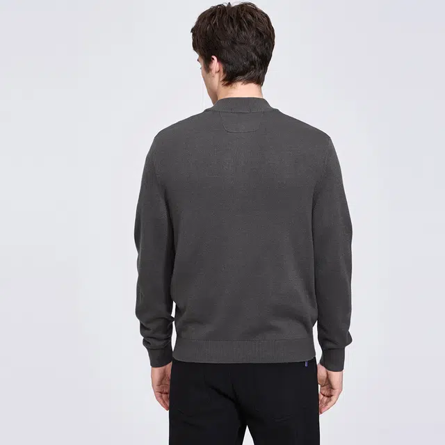 与狼共舞 轻商务时尚简约纯色休闲通勤日常百搭舒适柔软保暖亲肤半拉链圆领羊毛衣 男款