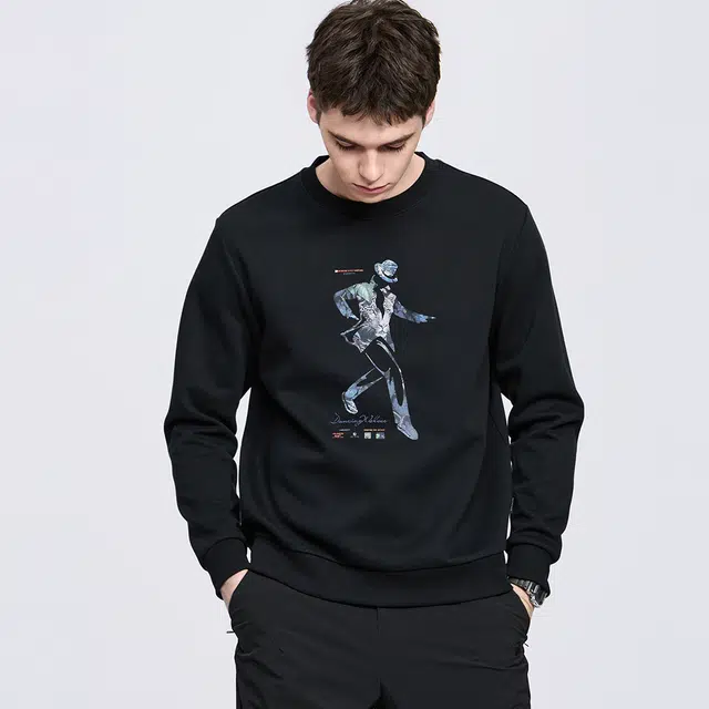 与狼共舞 美式高街风潮流时尚个性印花通勤休闲百搭青年年轻款抗菌弹力亲肤套头圆领卫衣 男款