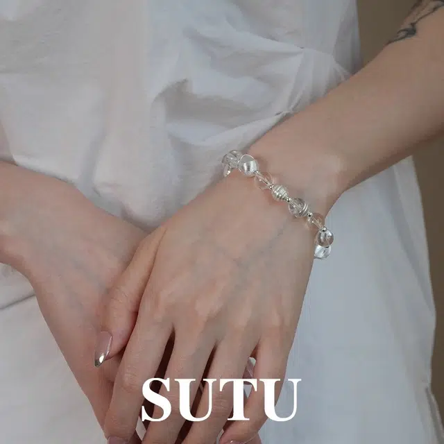 素图 拼接精致小众设计高级感#好运天然 白水晶 手串串珠 男女同款情侣款