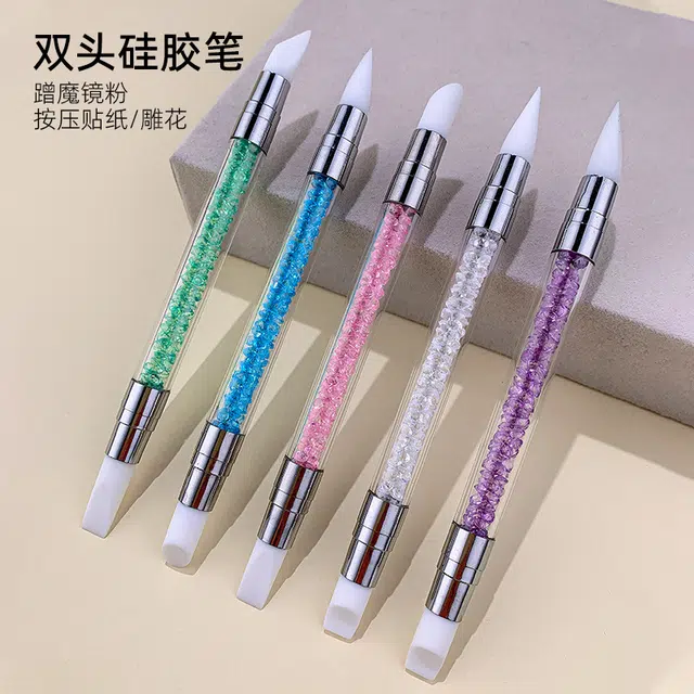 计轩 硅胶笔多功能双头涂抹美甲工具笔 美观便捷魔镜粉按压贴纸雕花调胶渐变