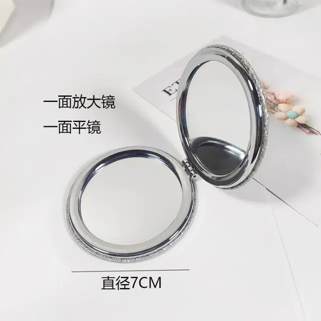 计轩 翻盖式闪粉随身携带迷你手持折叠镜子