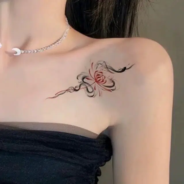 计轩  彼岸花蛇纹身贴 防水持久彩绘