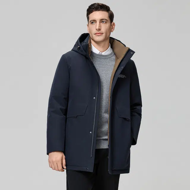 雅鹿 鸭绒保暖商务休闲厚外套中长款外套羽绒服 男款