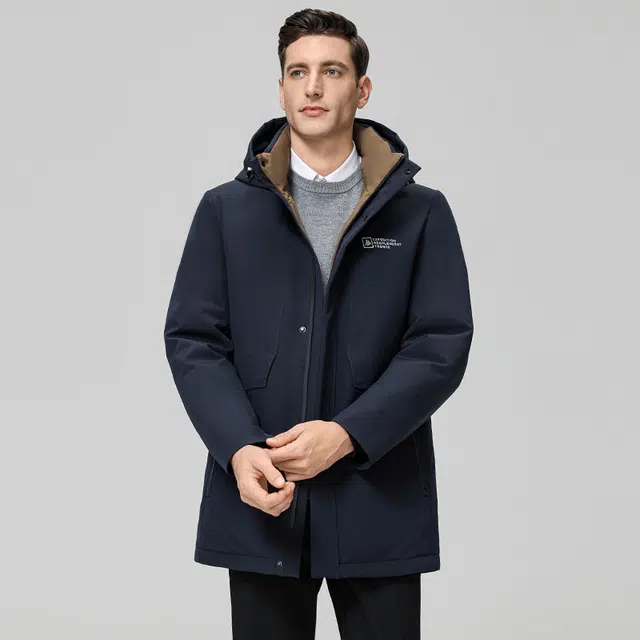 雅鹿 鸭绒保暖商务休闲厚外套中长款外套羽绒服 男款