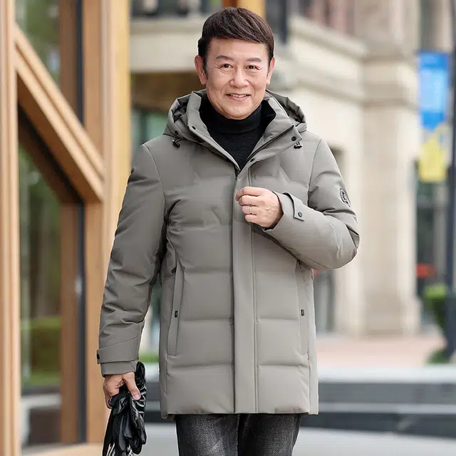 雅鹿 可拆卸连帽加厚多口袋中长款羽绒服 男款