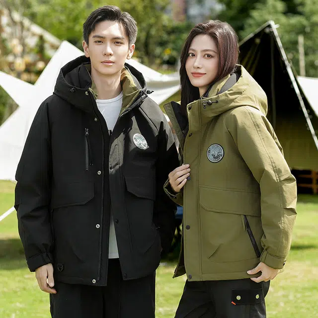 雅鹿 纯色极寒加厚保暖服户外抗寒休闲连帽面包长袖羽绒服 男女同款