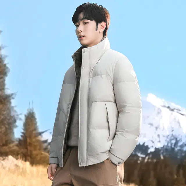 雅鹿 商务男立领短款保暖防风防寒夹克外套羽绒服 男款