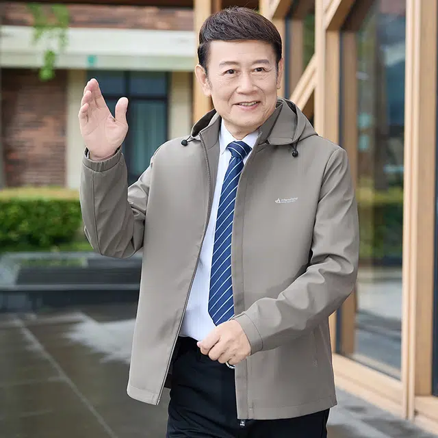 雅鹿 春秋款 纯色行政连帽休闲百搭抗皱免烫夹克外套 男款