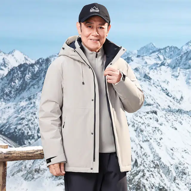 雅鹿 纯色极寒户外加厚鸭绒抗寒防风男商务休闲成熟稳重连帽保暖外套羽绒服 男款